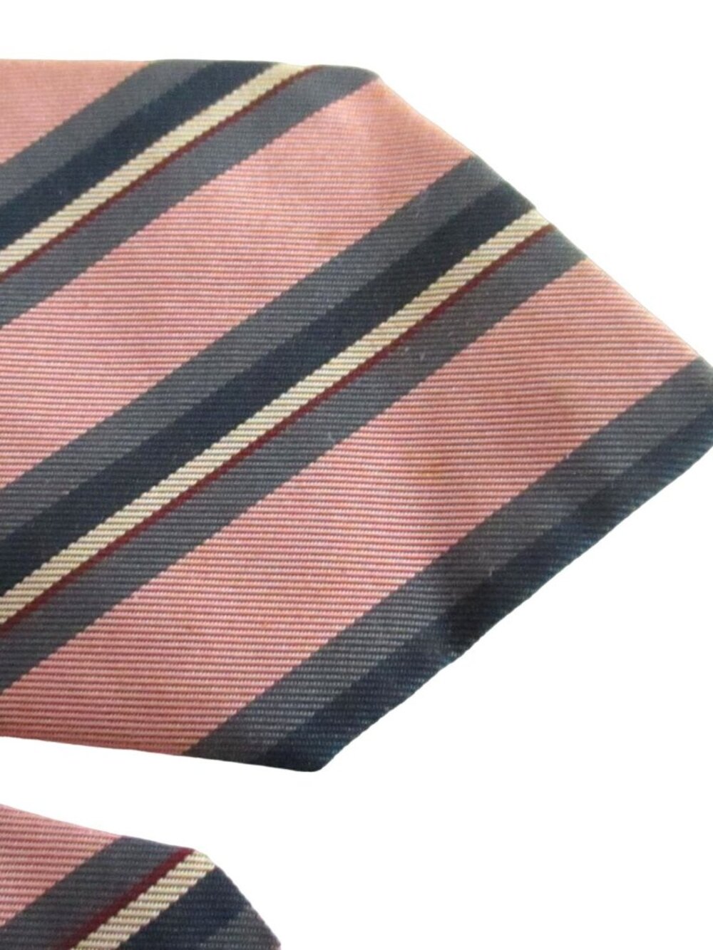 Silk Striped Necktie Ferrell Reed Stanton Woods Mens 100% Pink & Navy